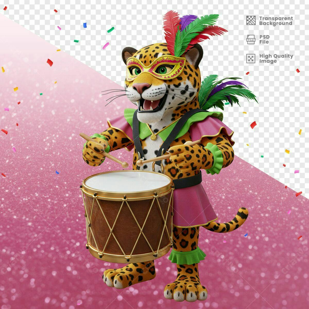 Mascote Onça Carnavalesca PSD Editável