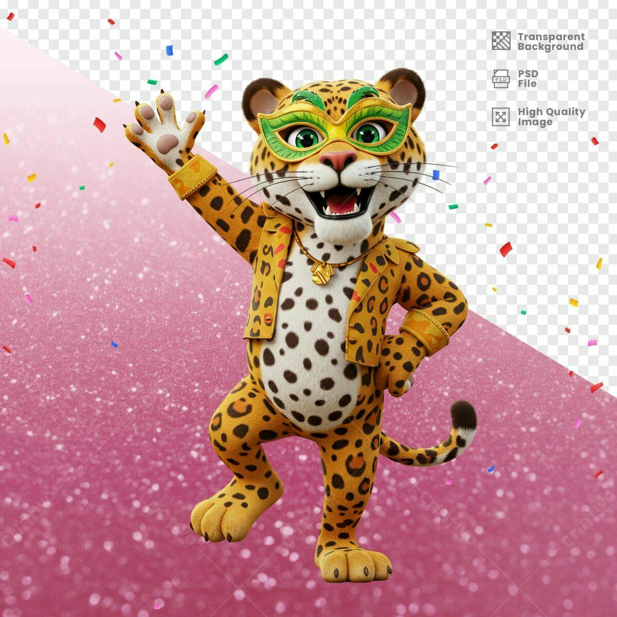 Personagem Onça Pintada Carnaval PSD Editável