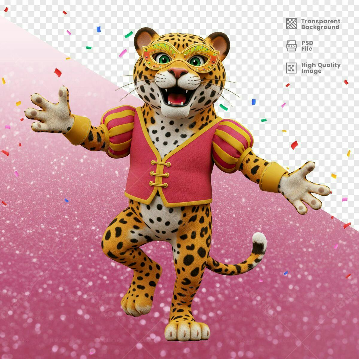 Mascote Onça Carnavalesco PSD Editável