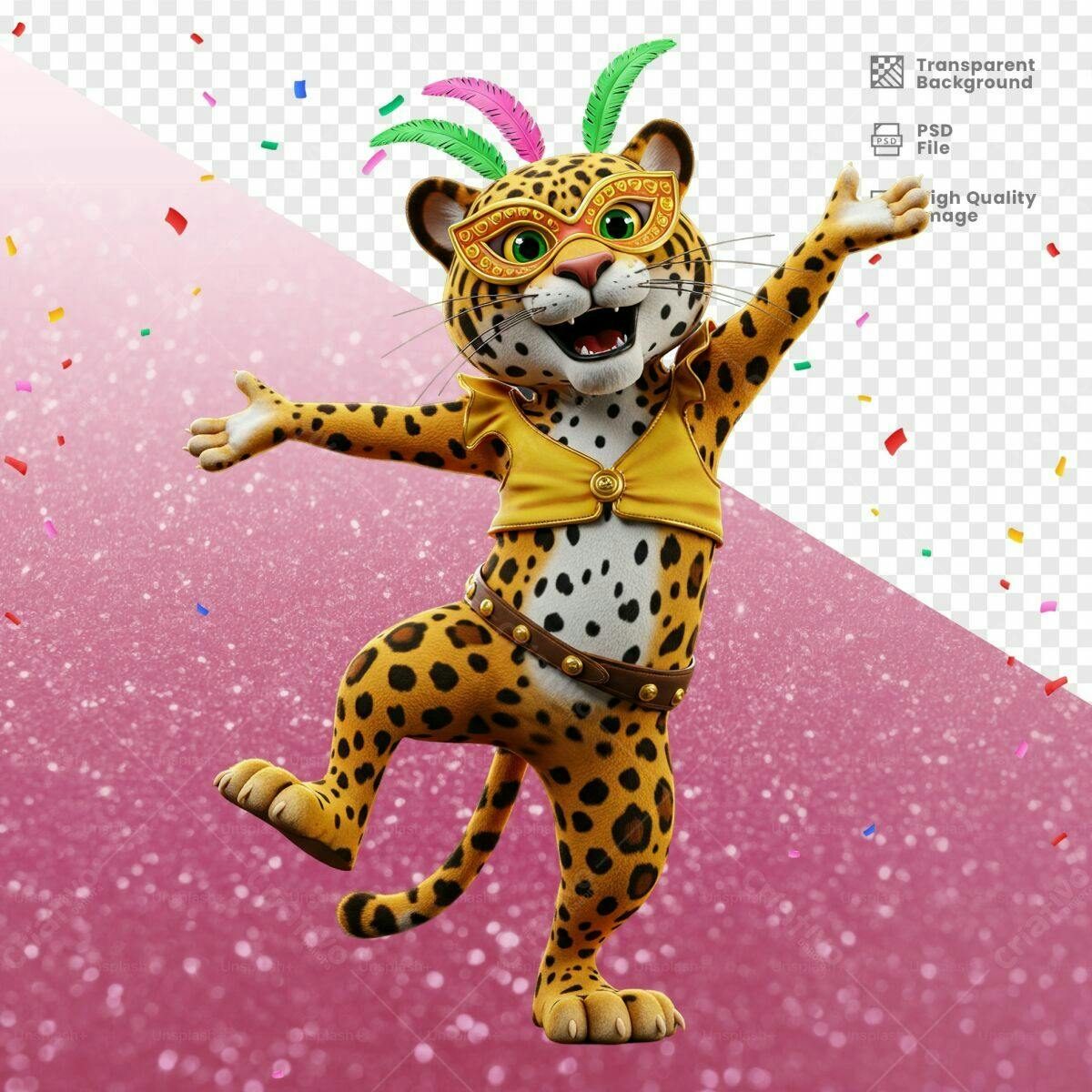 Mascote Onça Carnavalesca PSD Editável