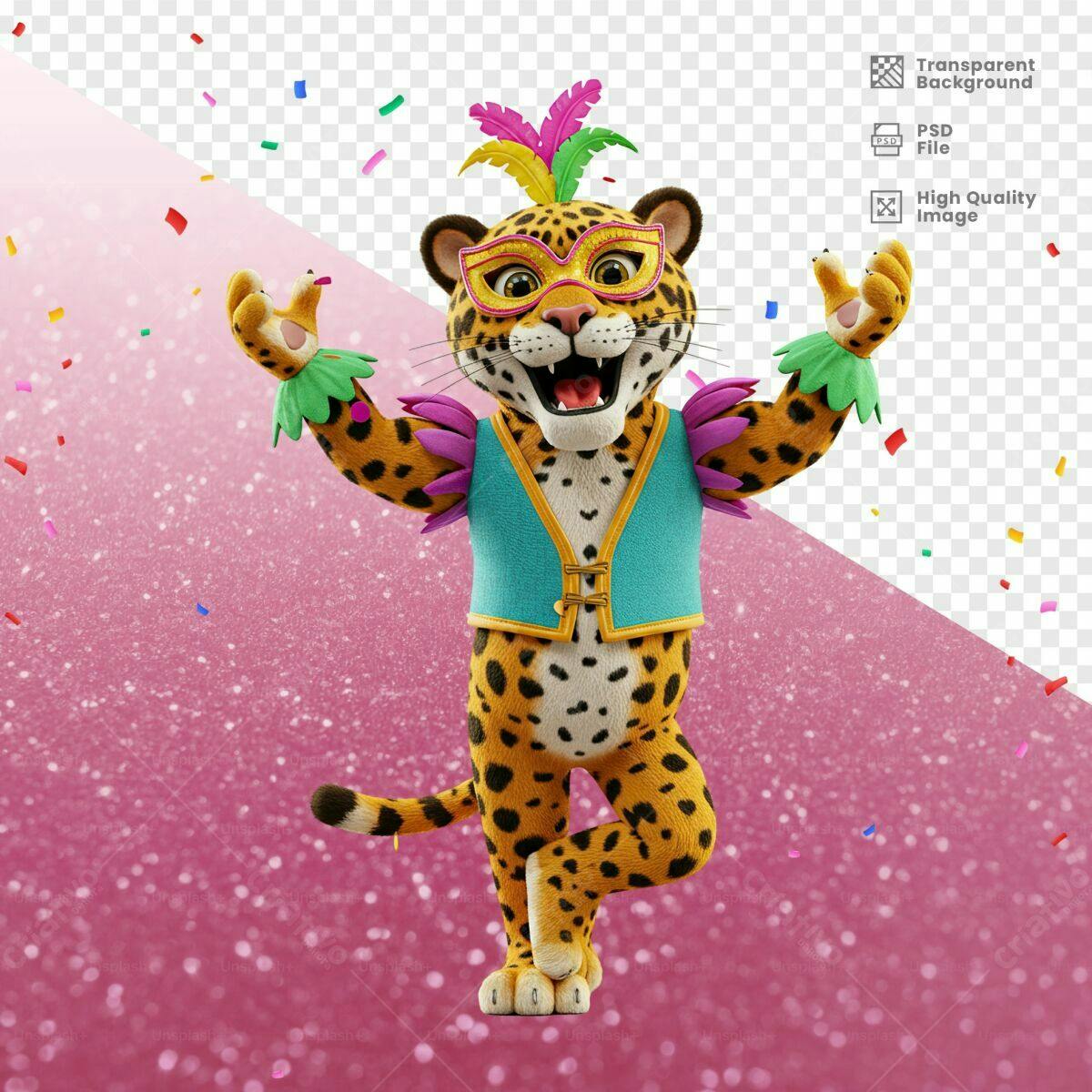 Mascote Onça Carnavalesca PSD Editável