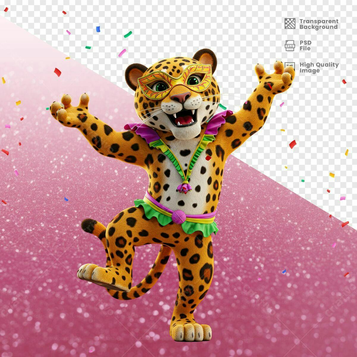 Mascote Onça Carnavalesco PSD Editável