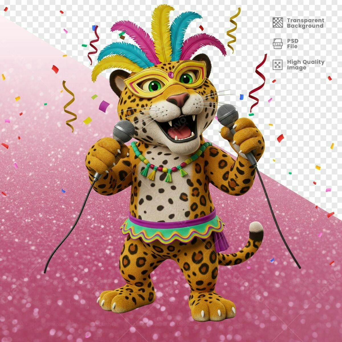 Mascote Onça Carnavalesca PSD Editável