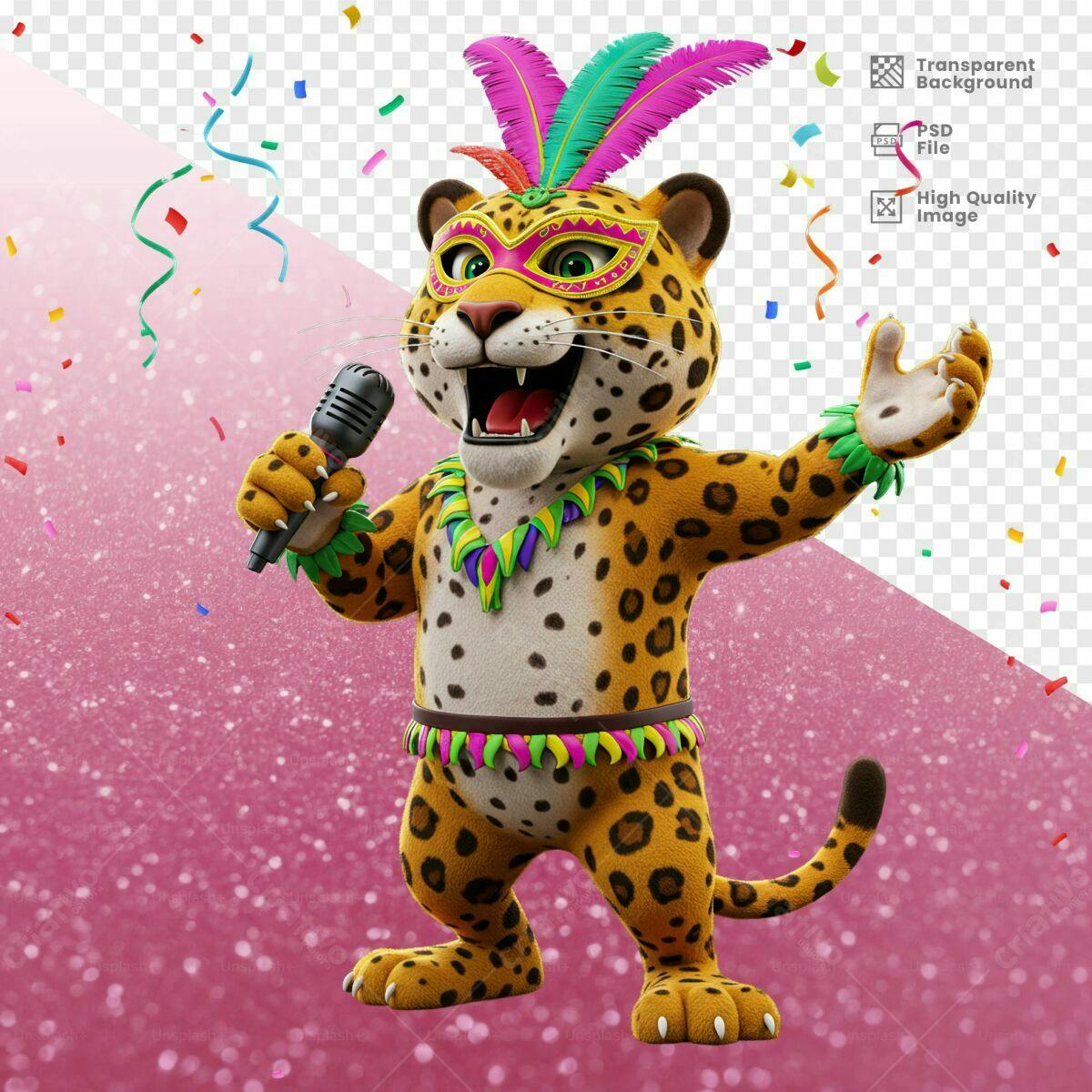 Mascote Onça Carnavalesca PSD Editável