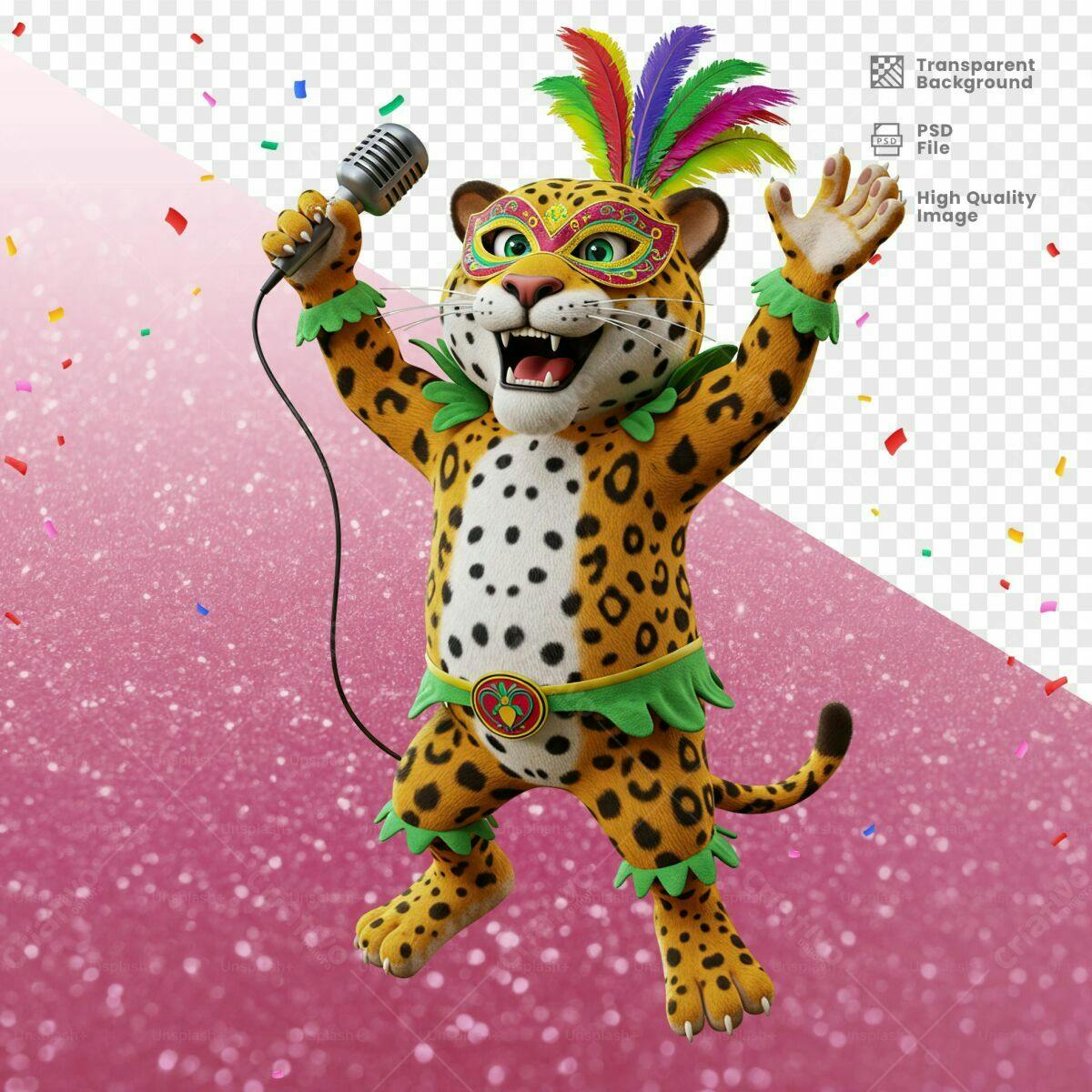 Mascote Onça Carnavalesca PSD Editável