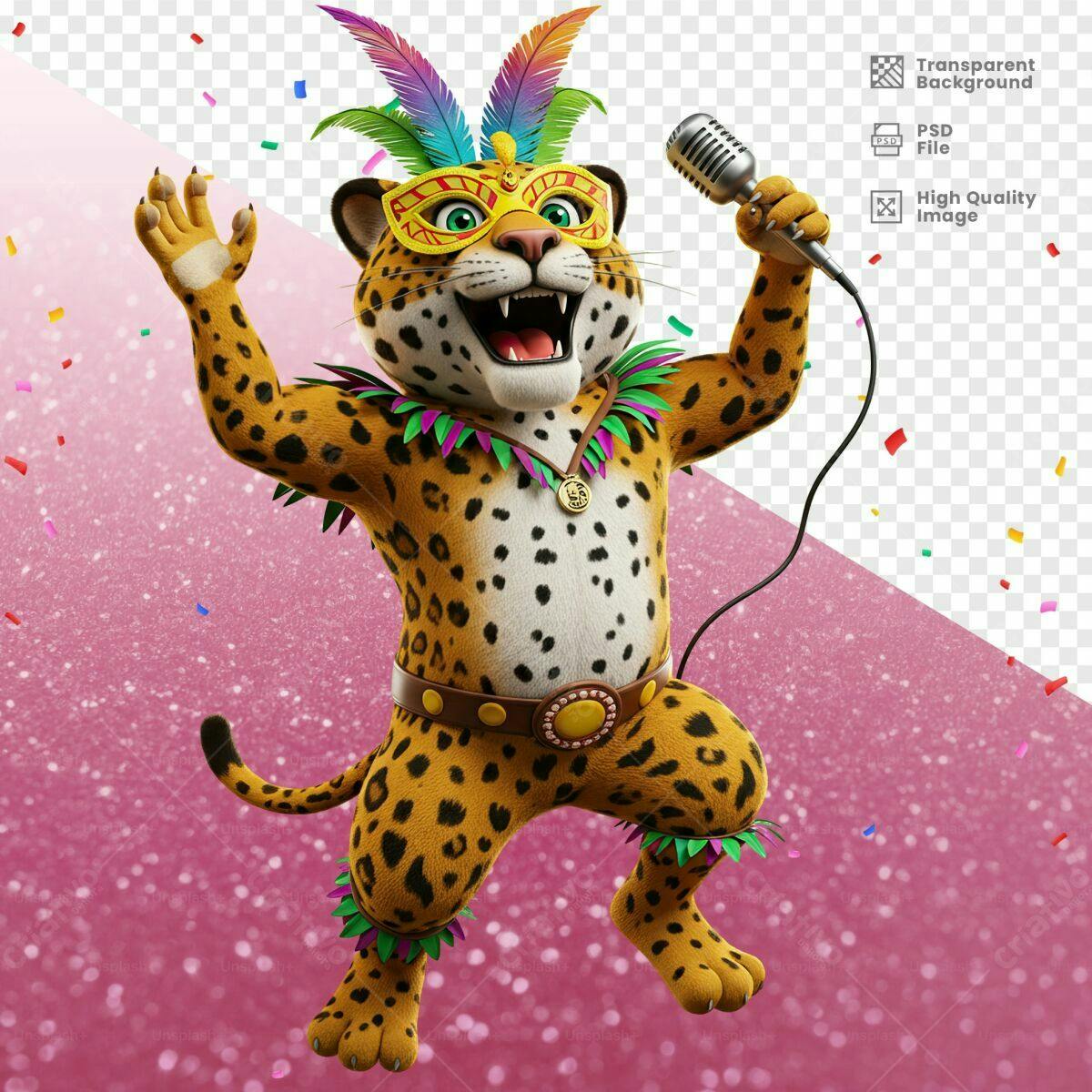 Mascote Onça Carnavalesca PSD Editável