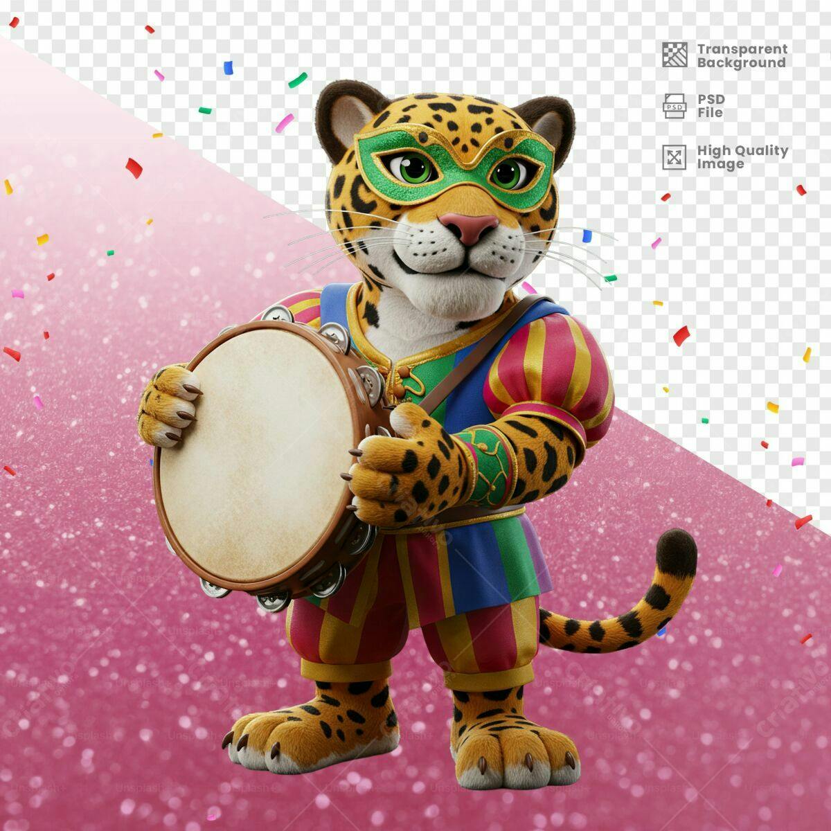 Mascote Onça Carnavalesca PSD Editável