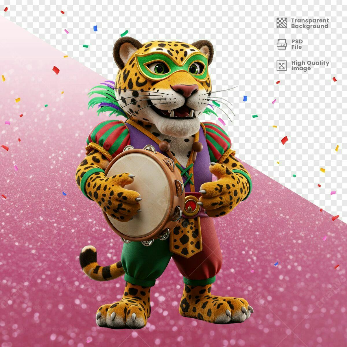 Mascote Onça Carnavalesca PSD Editável