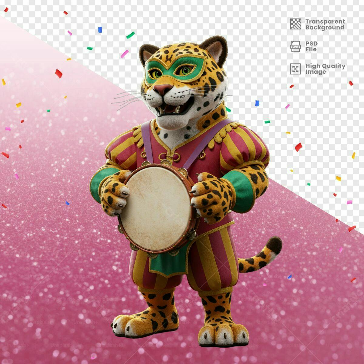 Mascote Onça Carnavalesca PSD Editável