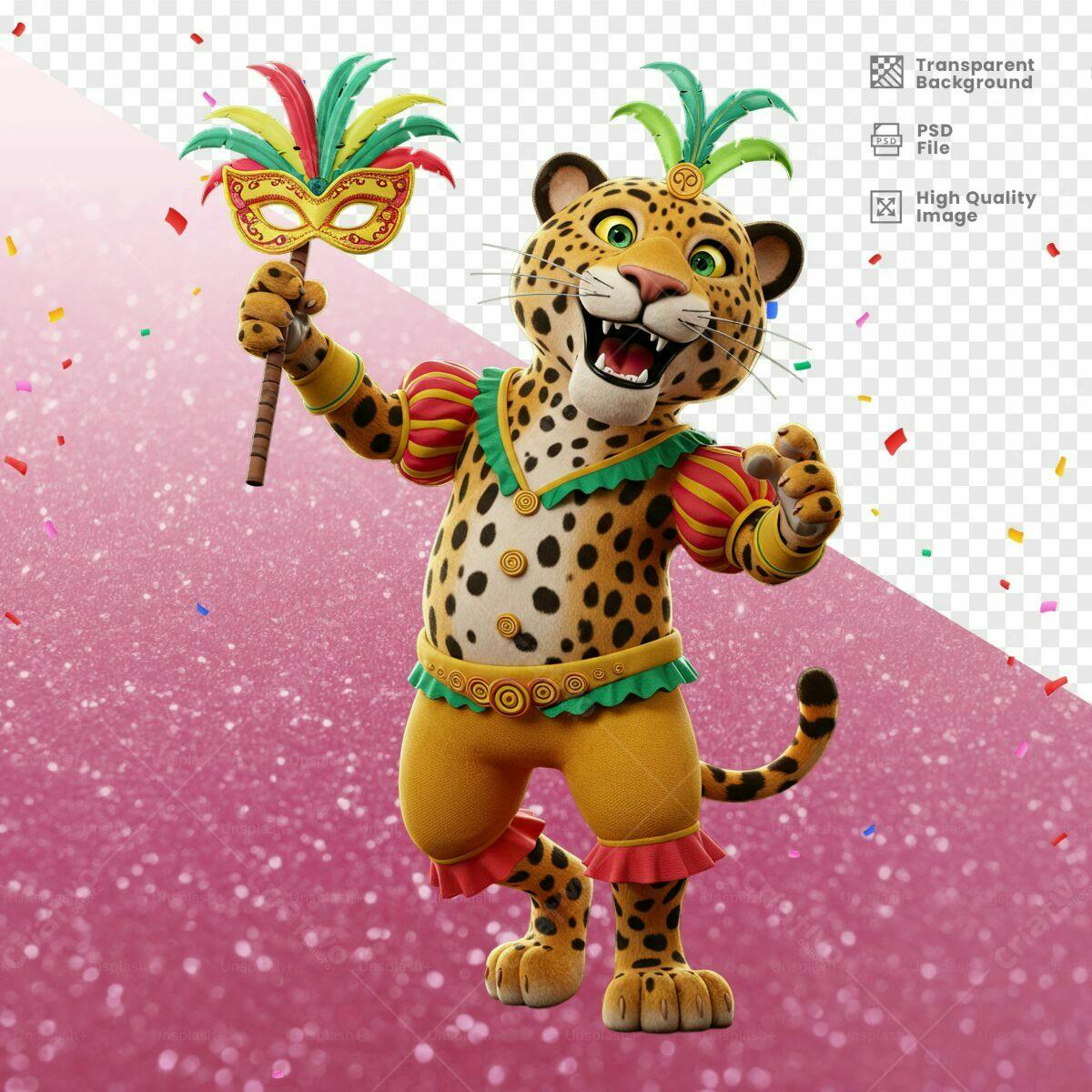 Personagem Jaguareté Carnavalesco PSD Editável
