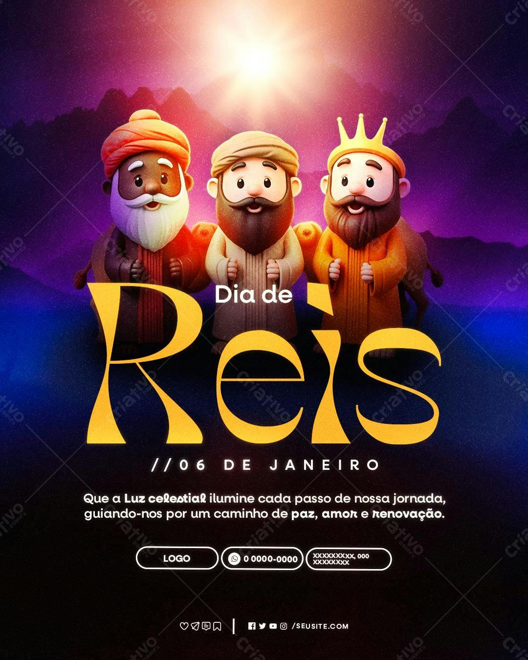 Flyer Dia de Reis PSD Editável