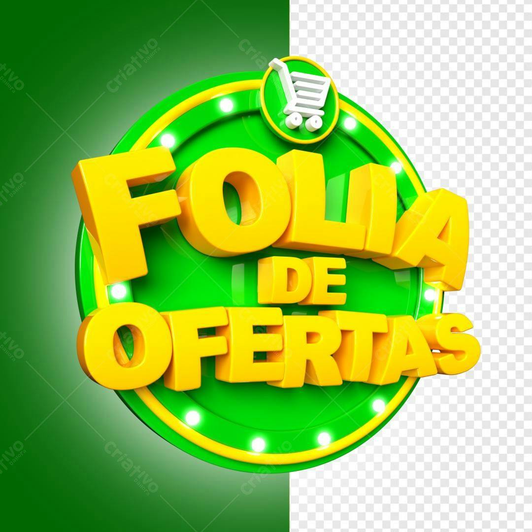 Selo 3D promocional amarelo e verde