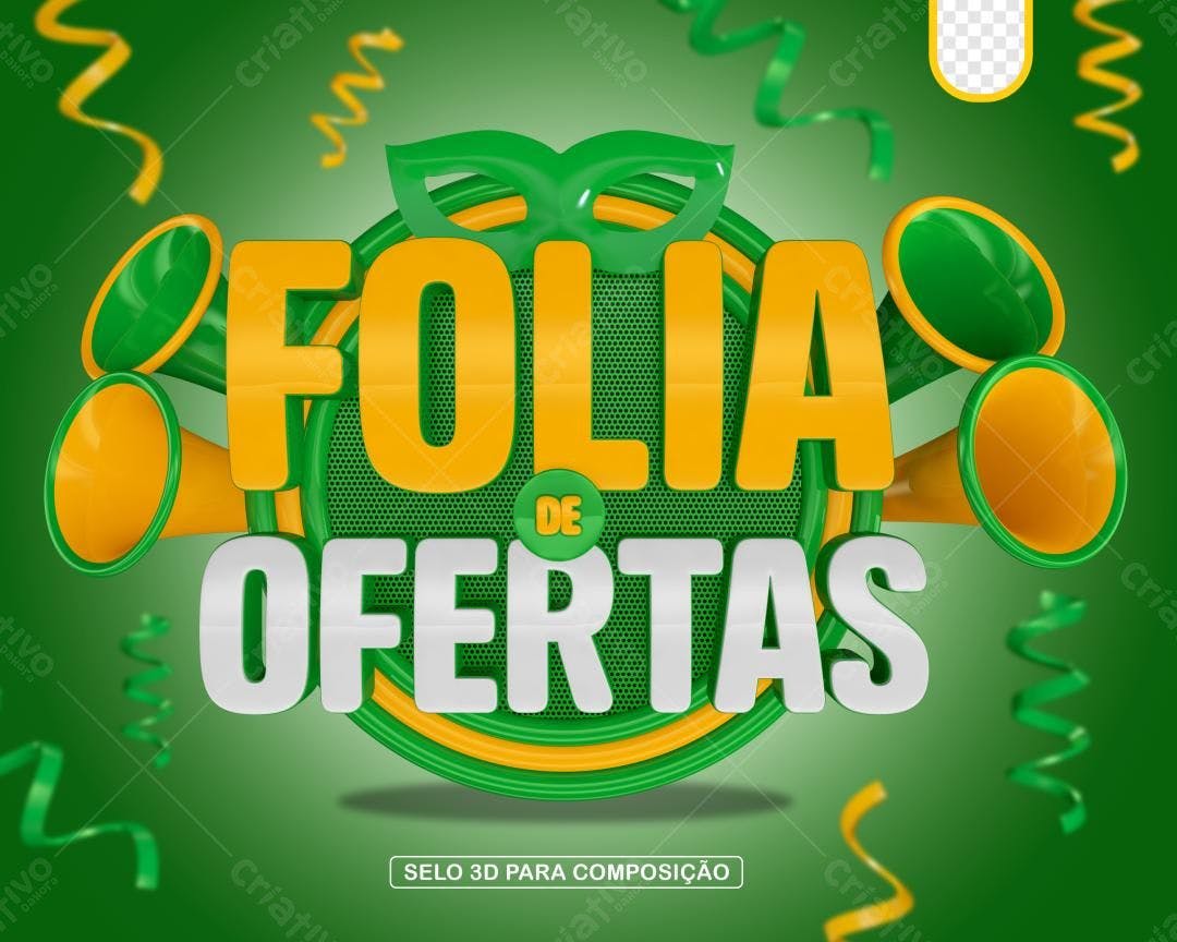Selo 3D promocional verde e amarelo