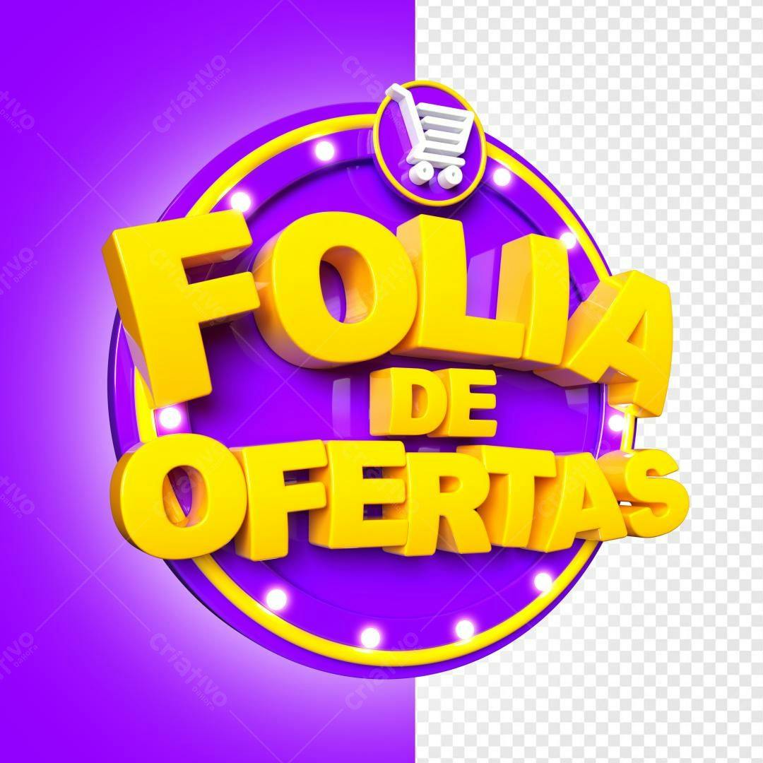 Selo 3D promocional amarelo e roxo
