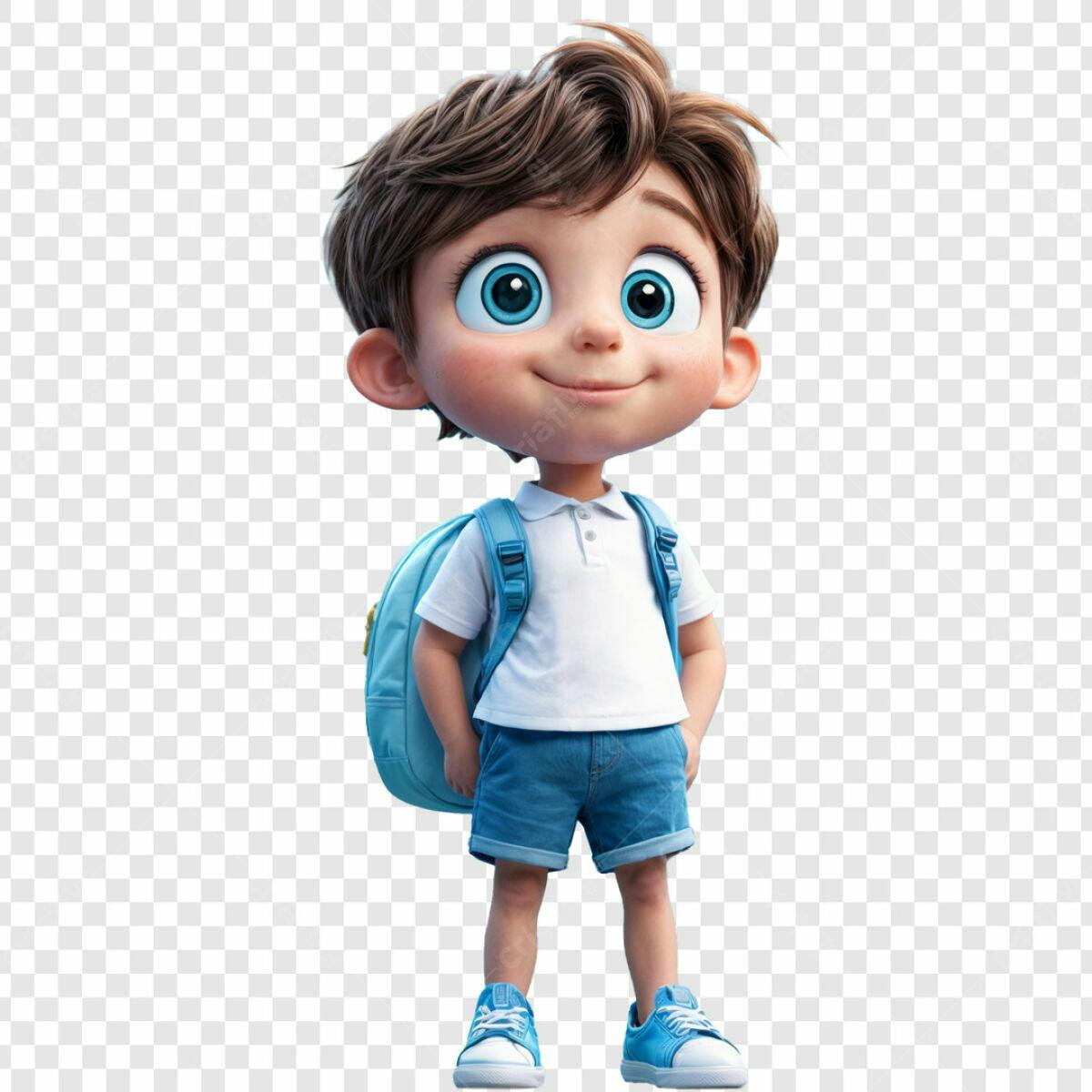 Personagem Cartoon Menino para Volta às Aulas PSD Editável