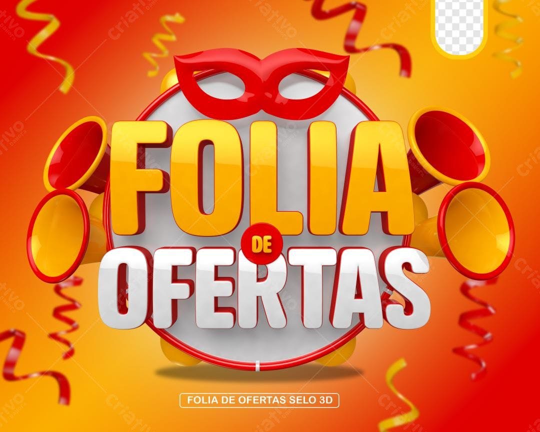 Selo 3D promocional vermelho e amarelo
