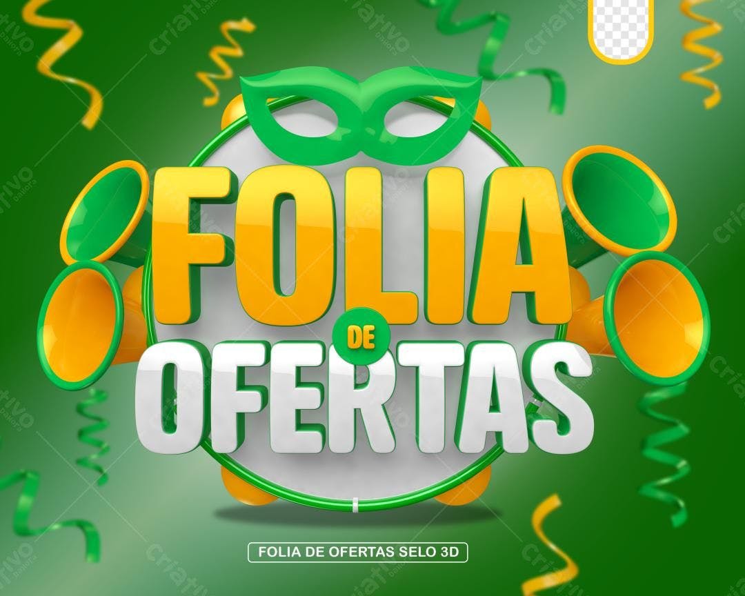 Selo 3D promocional verde amarelo e branco