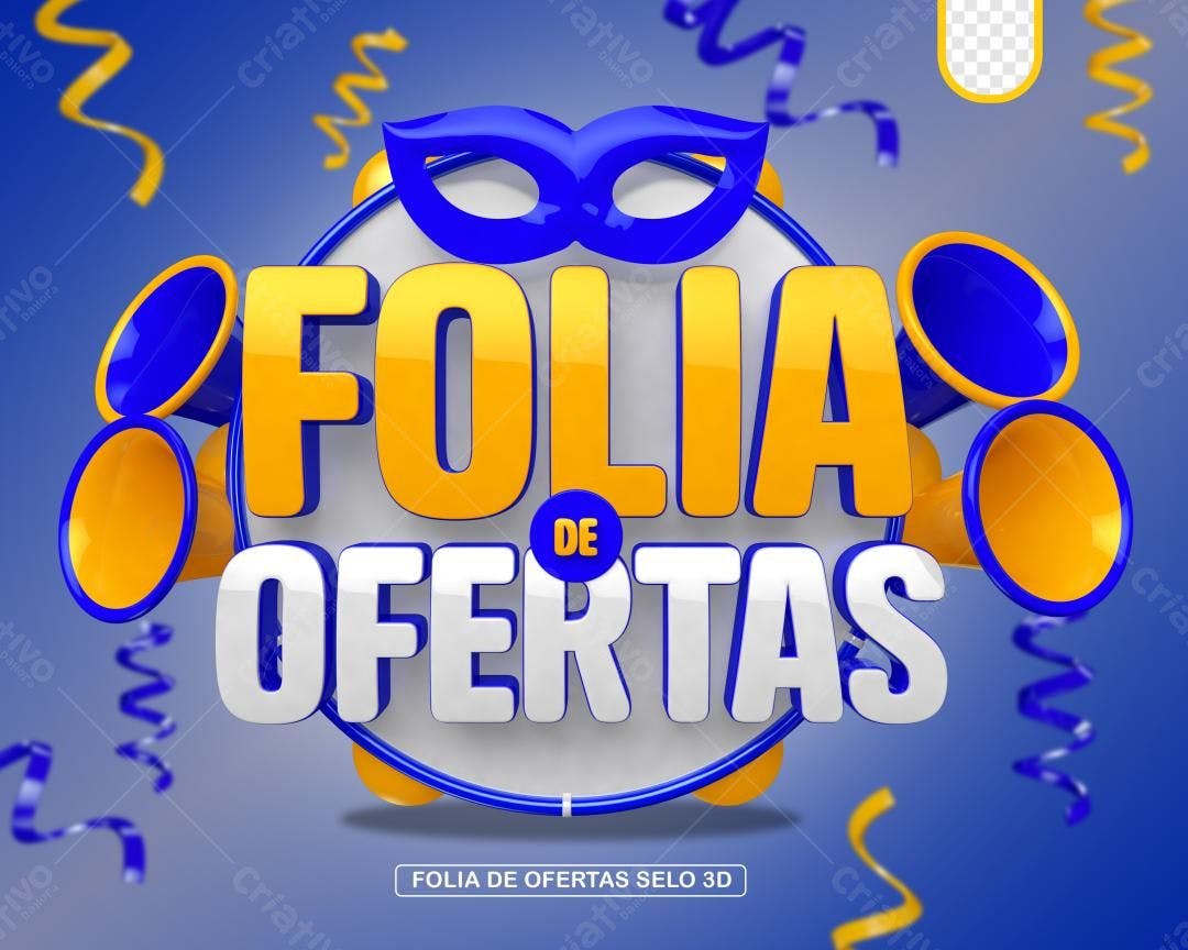 Selo 3D promocional amarelo e azul