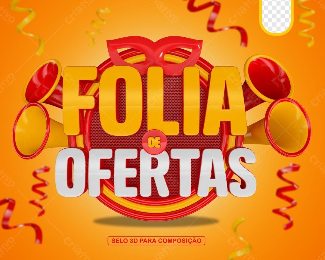 Selo 3D promocional vermelho e amarelo
