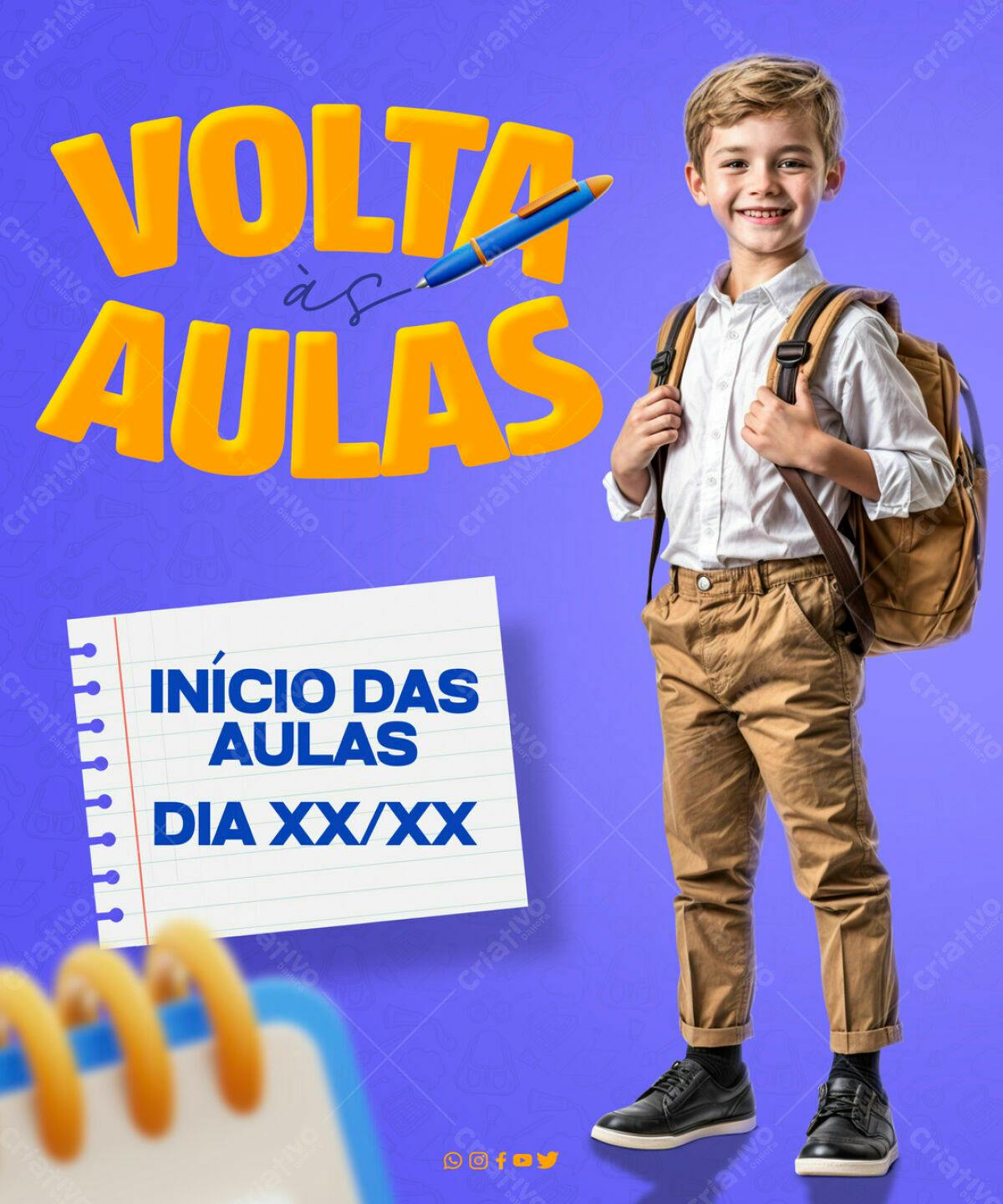 Flyer Volta às Aulas PSD Editável