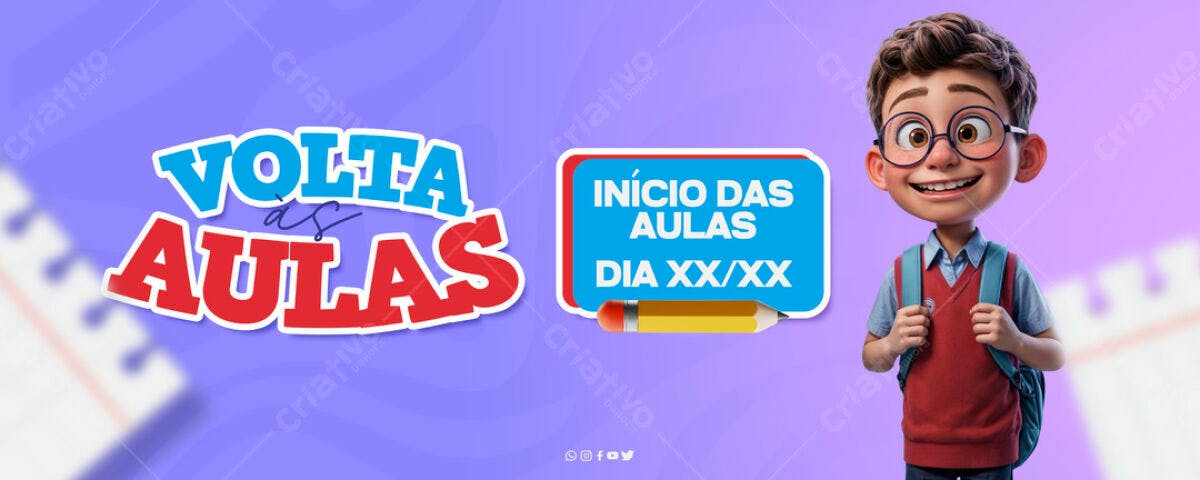 Banner Volta às Aulas PSD Editável