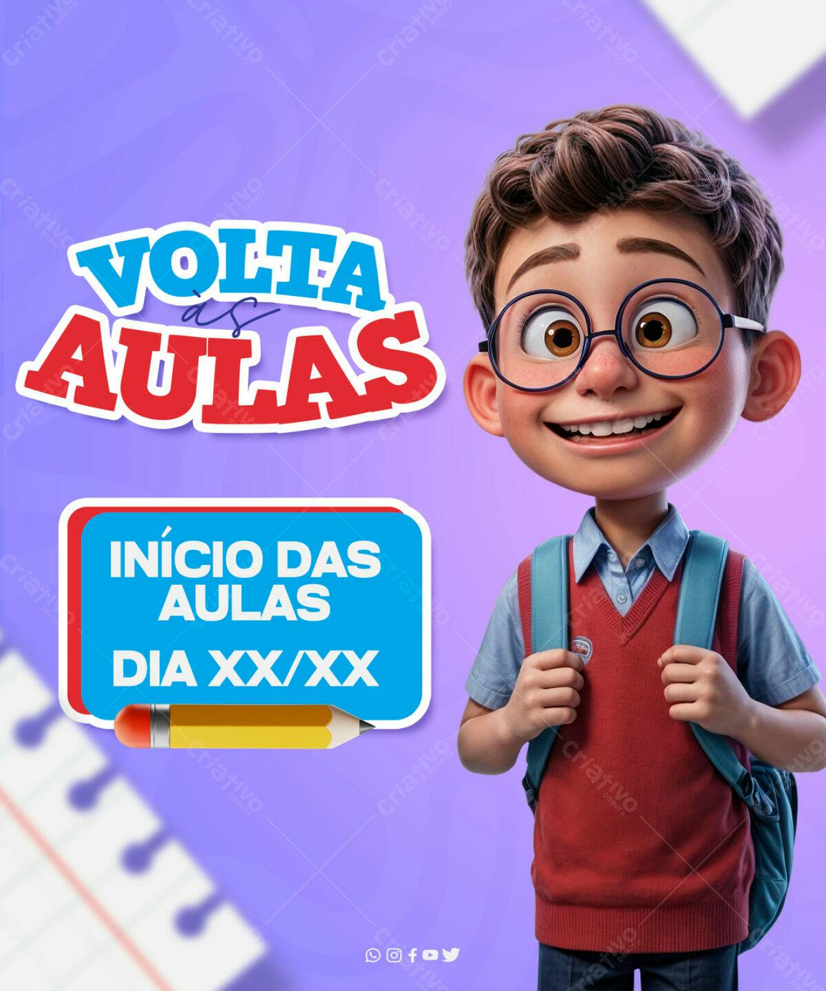 Flyer Volta às Aulas PSD Editável