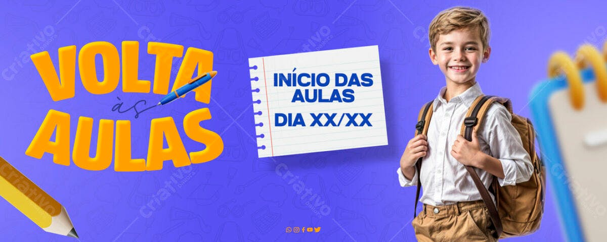 Banner Volta às Aulas PSD Editável
