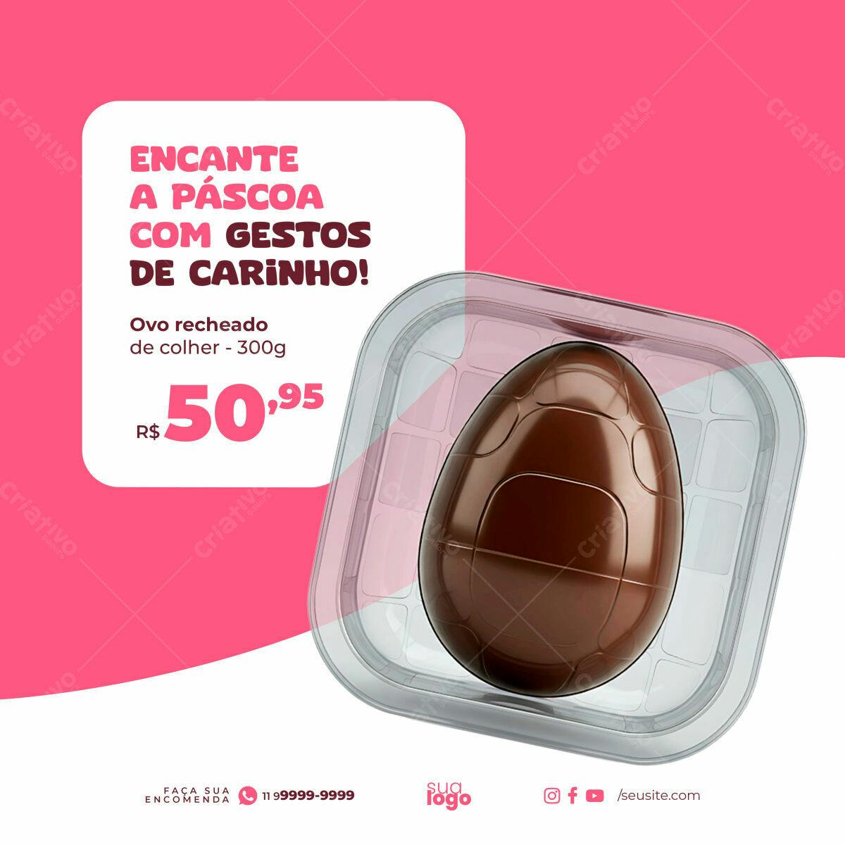 Flyer Páscoa Ovo de Colher PSD Editável