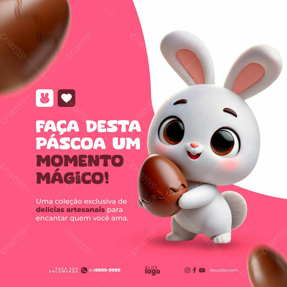 Modelo Psd Midia Social Folheto De Marketing Pascoa