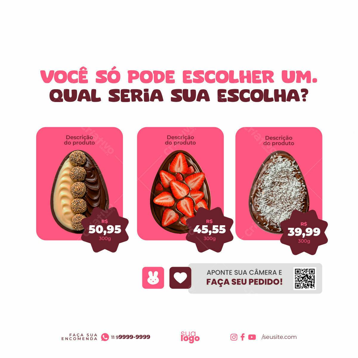 Post para Redes Sociais Páscoa PSD Editável