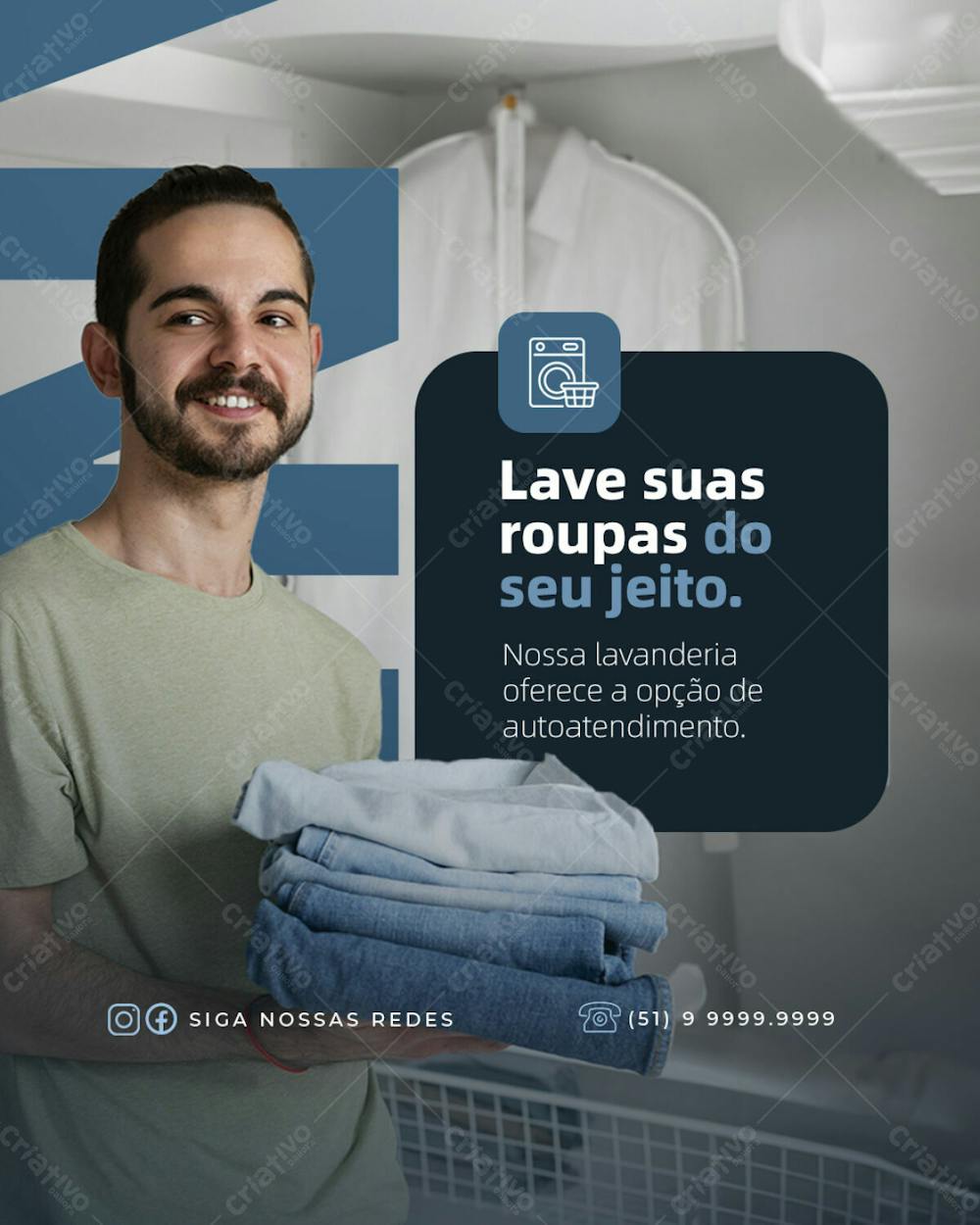 Lavanderia Lave Sua Roupas Social Media Feed Psd Editável