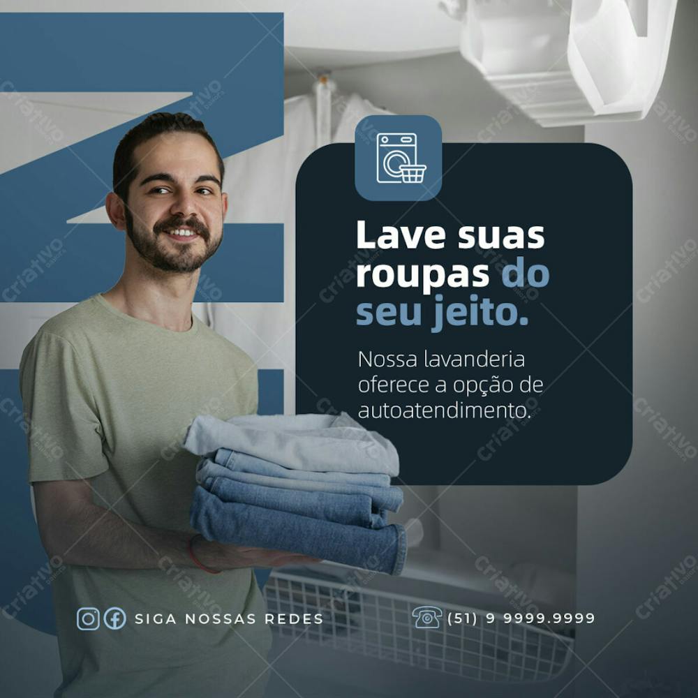 Lavanderia Lave Sua Roupas Feed Psd Editável