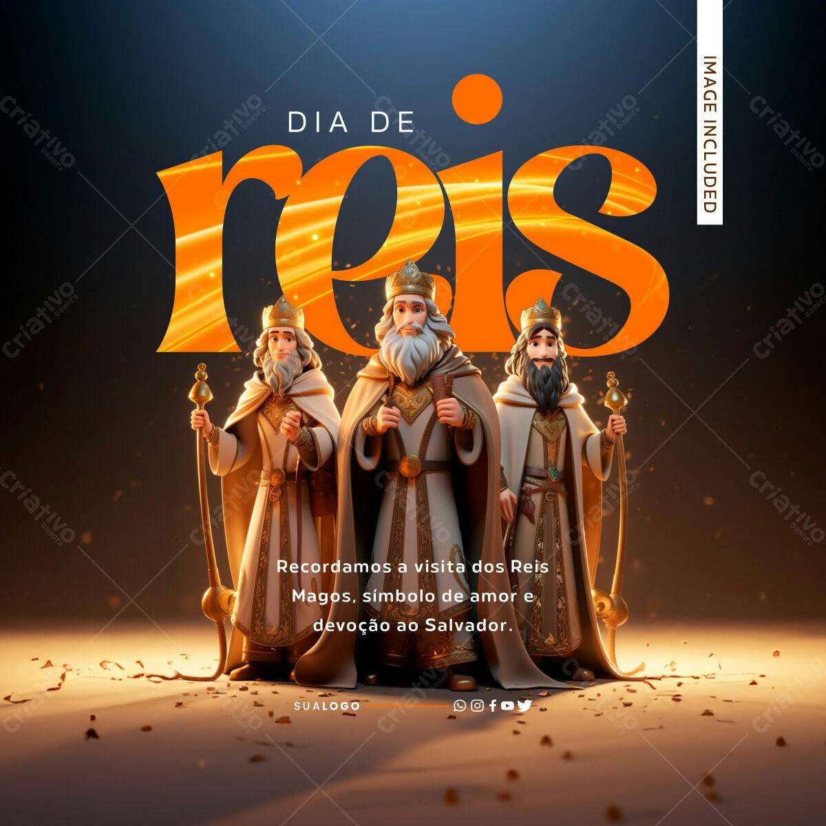 Postagem Dia de Reis PSD Editável