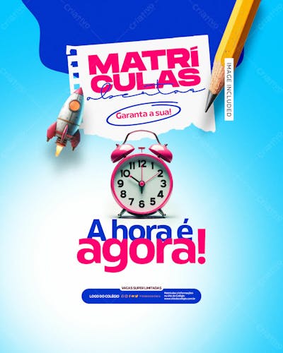 Social Media Matrículas Abertas A Hora É Agora