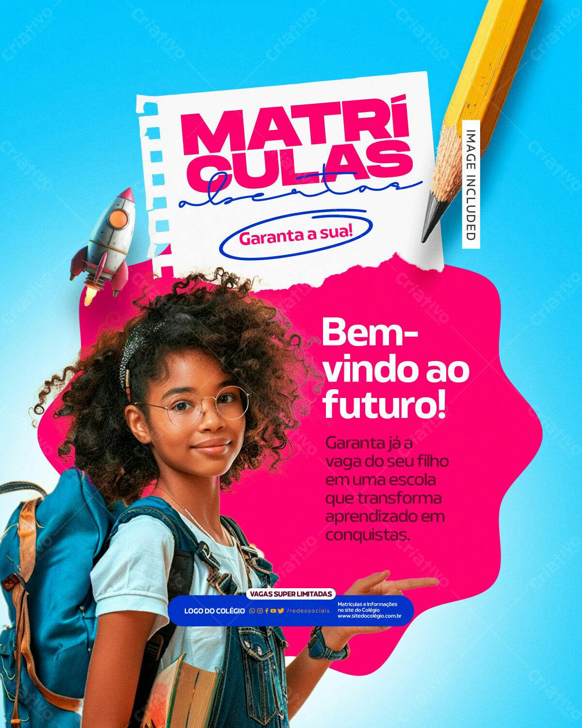 Flyer Matrículas Escola PSD Editável