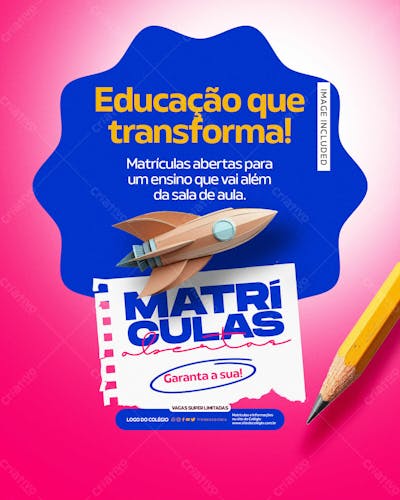 Social Media Matrículas Abertas Educação Que Transforma