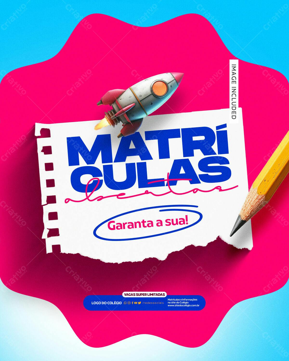 Flyer Matrículas Escolares PSD Editável