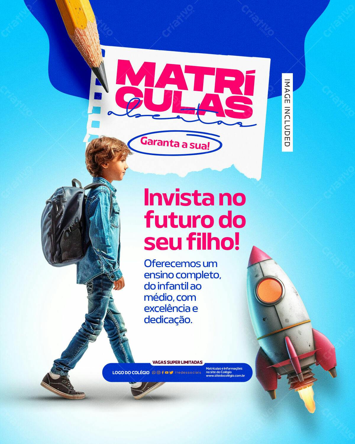 Flyer Matrículas Escola PSD Editável