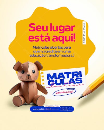 Social Media Matrículas Abertas Seu Lugar É Aqui