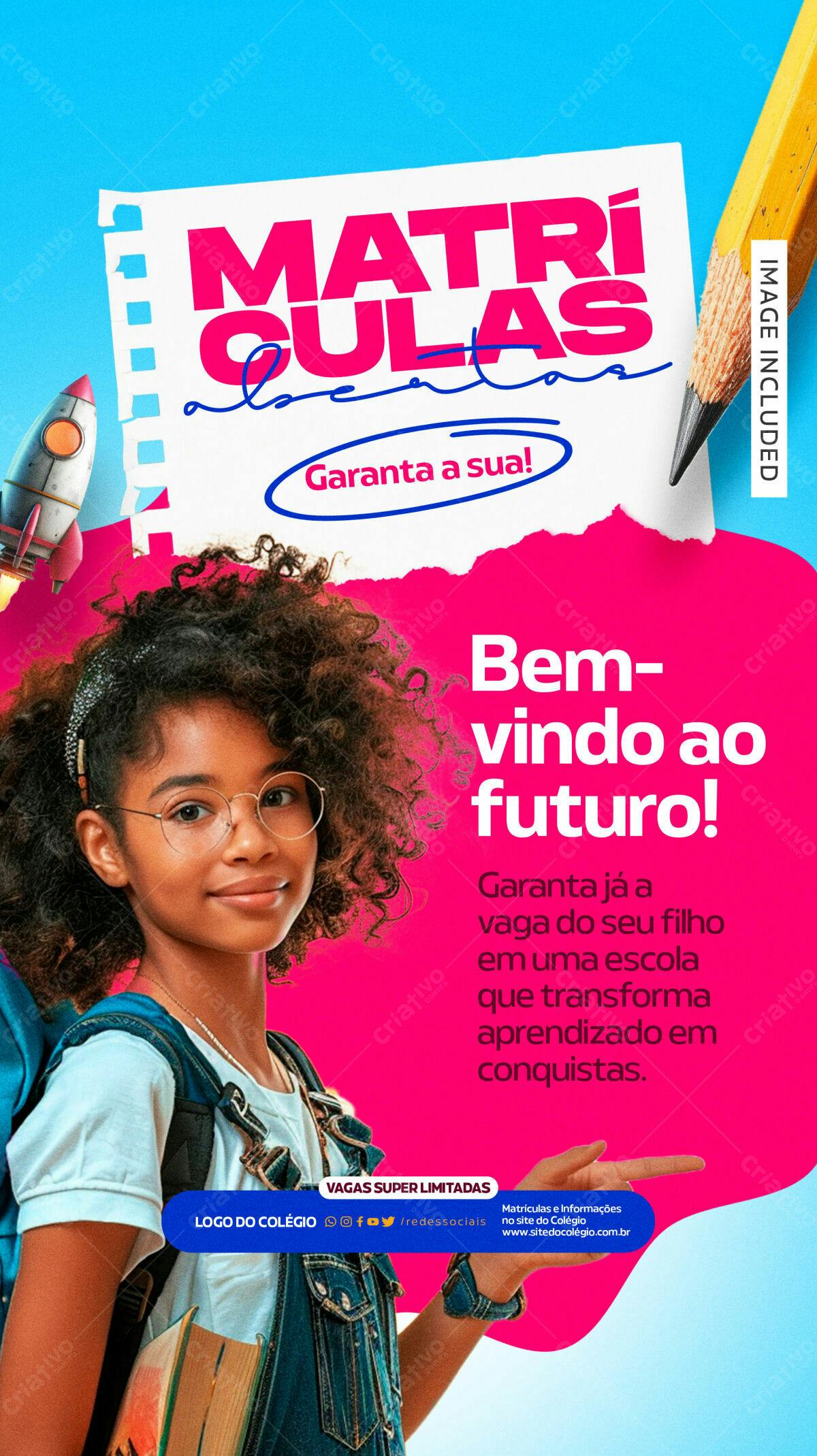 Flyer Matrículas Escola PSD Editável