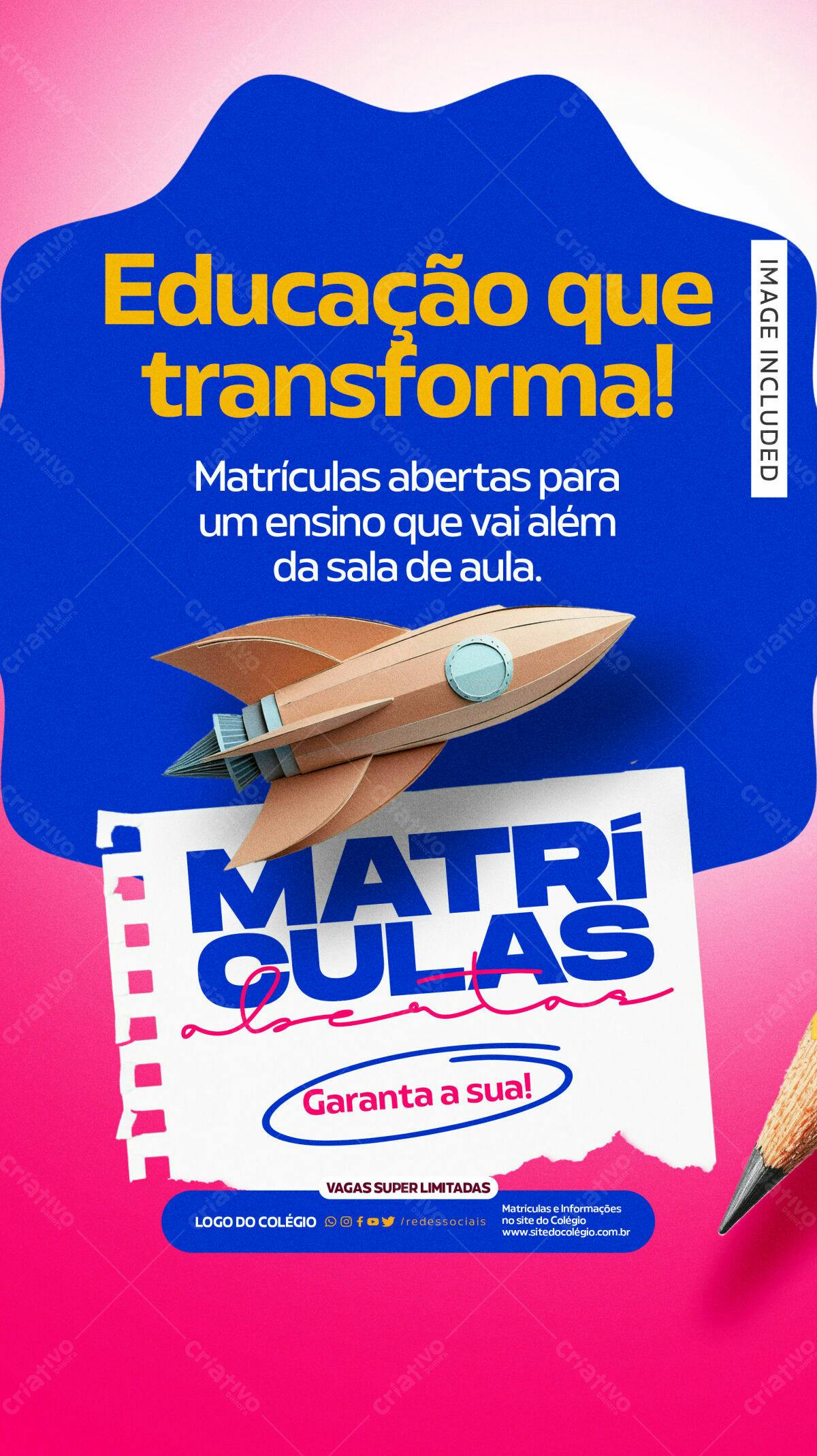Flyer Matrículas Escola PSD Editável