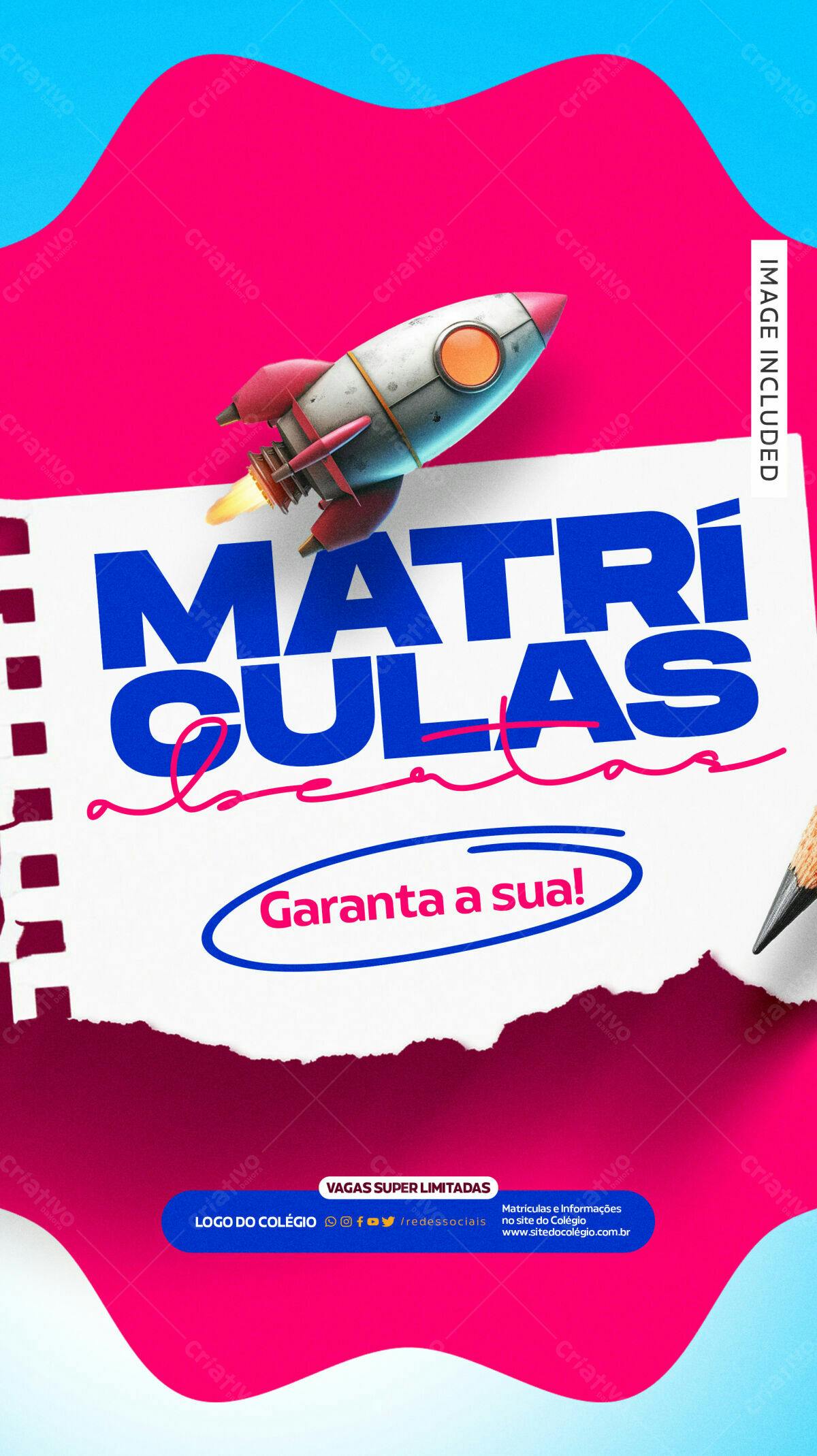 Flyer Matrículas Escola PSD Editável