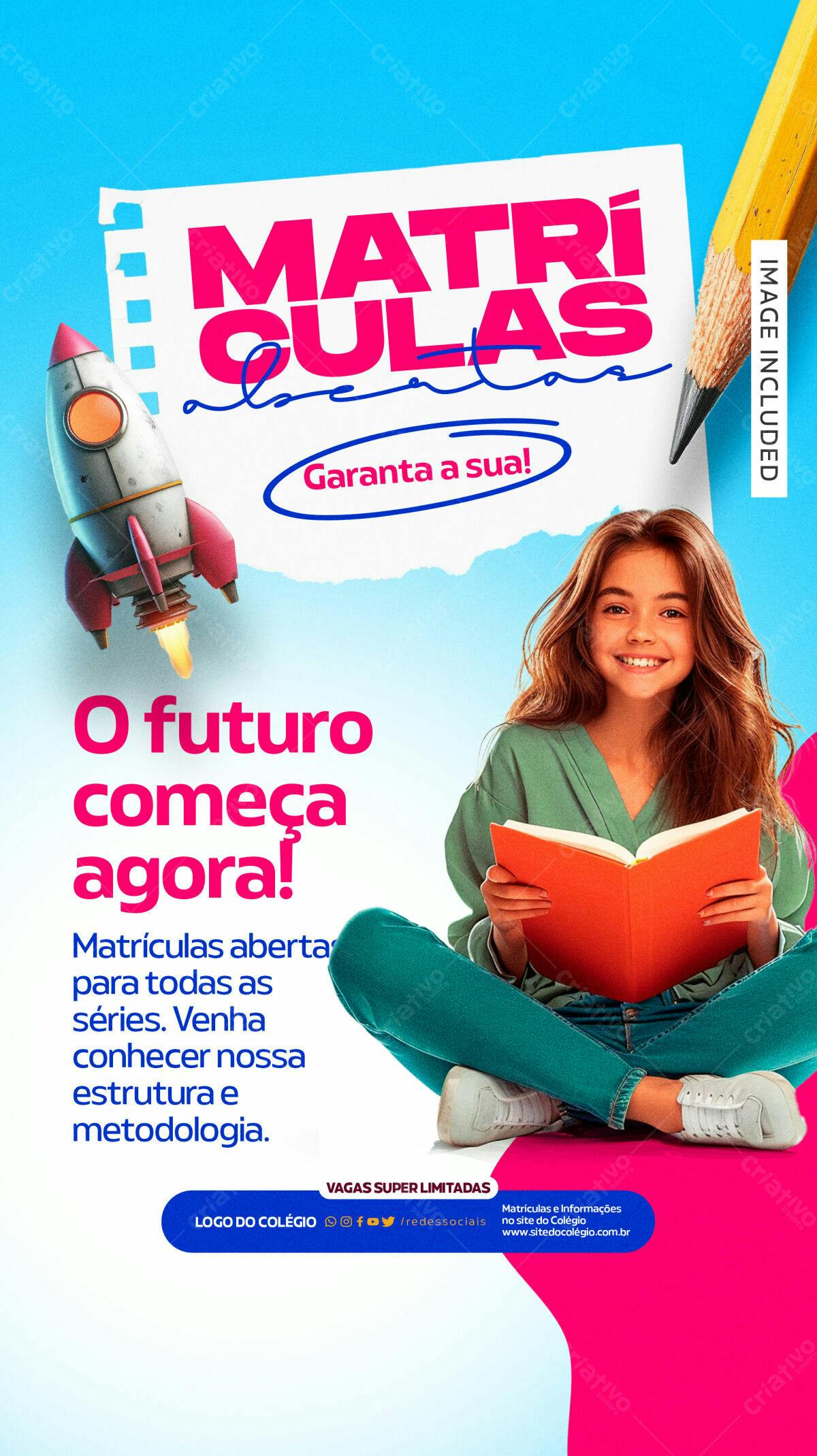 Flyer Matrículas Escola PSD Editável