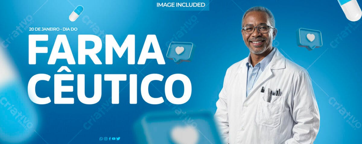 Banner Dia do Farmacêutico PSD Editável