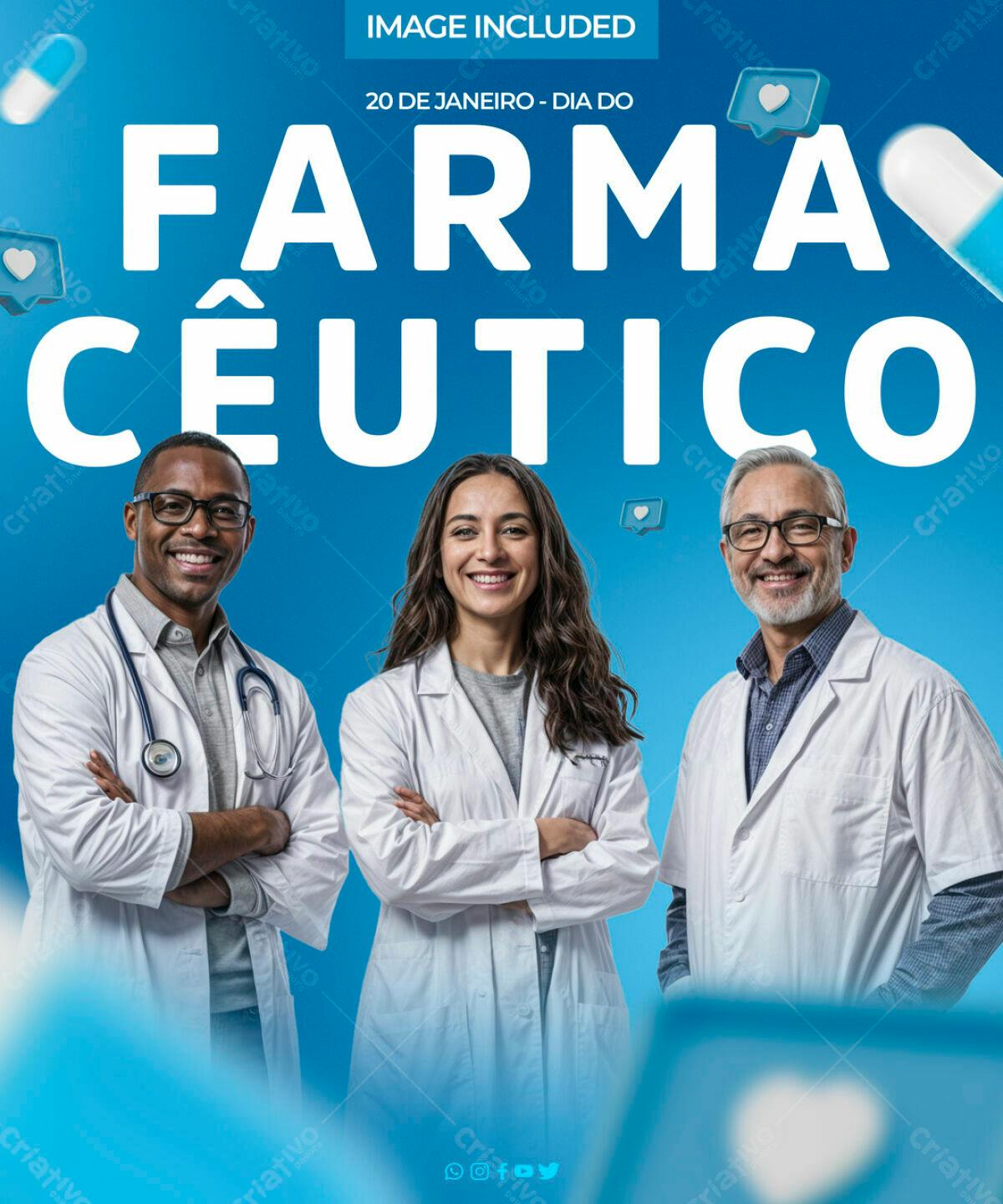 Flyer Dia do Farmacêutico PSD Editável