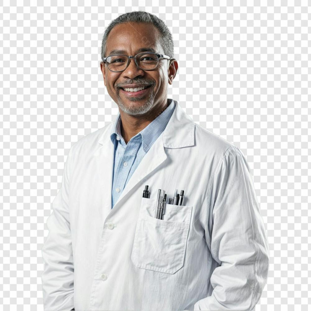 Farmaceutico Homem Negro De Jaleco Branco