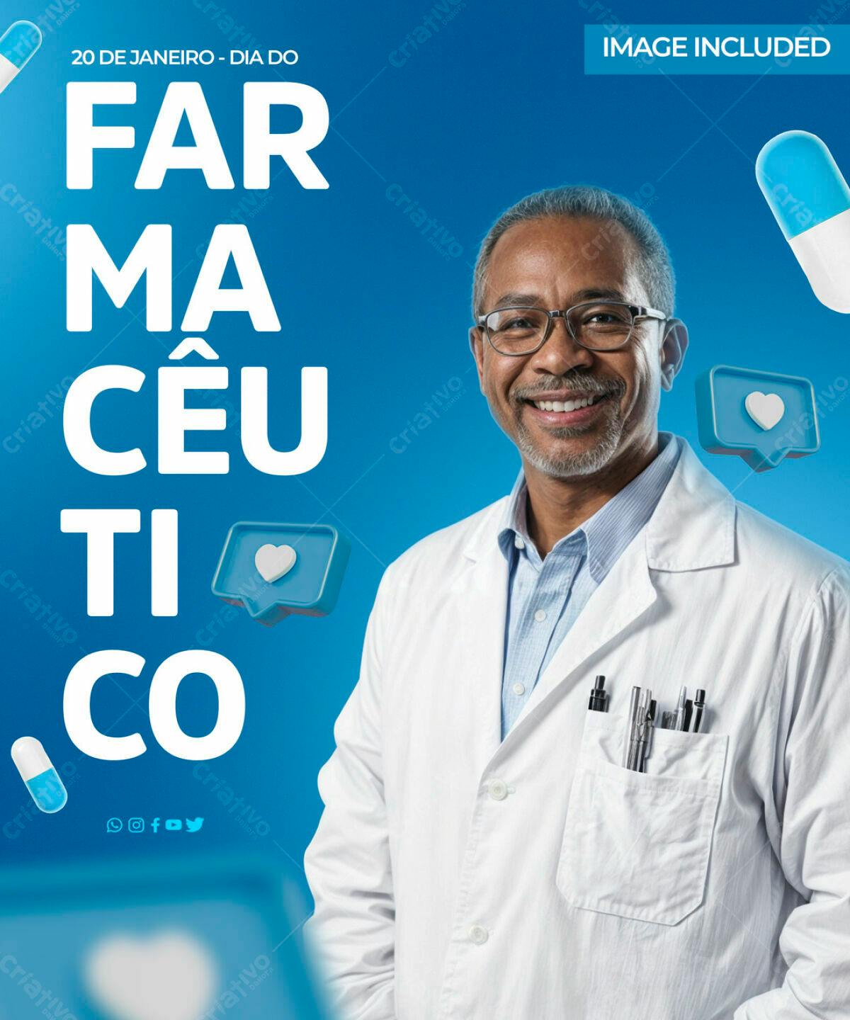 Post para Dia do Farmacêutico PSD Editável