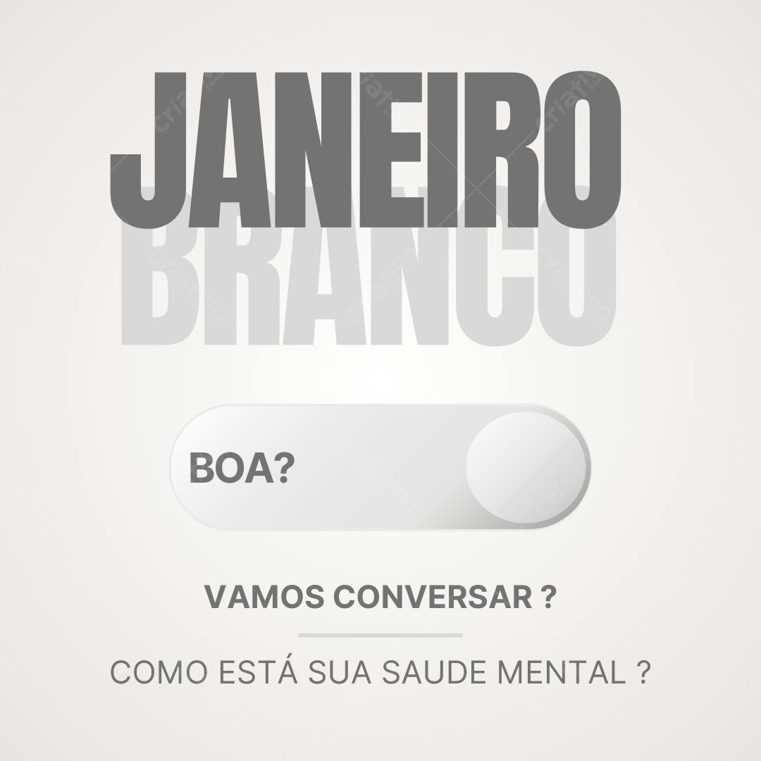 Post Instagram Janeiro Branco Cinza e Branco Editável no Canva