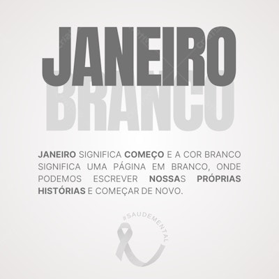 Post Instagram Janeiro Branco reflexivo Editável no Canva