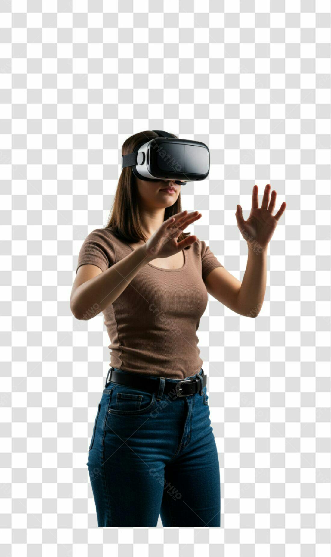 Imagem PNG com fundo transparente Mulher usando óculos VR